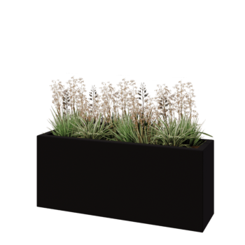 Floreira em fibra de vidro - Retângulo - 120 x 30 x 50 cm - RAL9005 mate (preto) - Com fundo