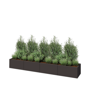 Floreira XXL em aço - Retângulo - 320 x 50 x 40 cm - RAL7016 fosco (cinzento antracite) - Sem placa de base