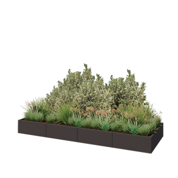 Floreira XXL em aço - Retângulo - 320 x 100 x 30 cm - RAL7016 fosco (cinzento antracite) - Com placa de base