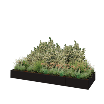 Floreira XXL em aço - Retângulo - 320 x 100 x 30 cm - RAL9005 fosco (preto) - Sem placa de base