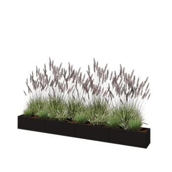 Floreira XXL em aço - Retângulo - 320 x 30 x 30 cm - RAL9005 fosco (preto) - Sem placa de base