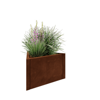 Floreira em aço corten - Triângulo equilátero - 70,6 x 61 x 40 cm - Sem placa de base