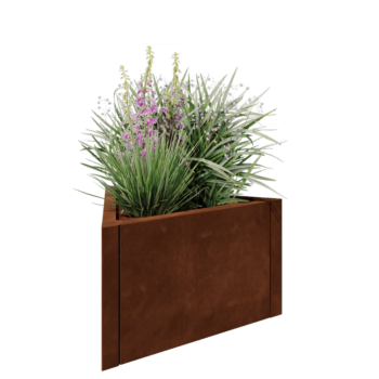 Floreira em aço corten - Triângulo equilátero - 70,6 x 61 x 40 cm - Sem placa de base