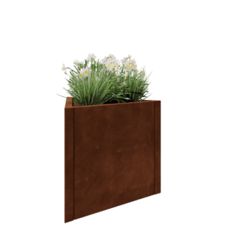 Floreira em aço corten - Triângulo equilátero - 70,6 x 61 x 60 cm - Sem placa de base
