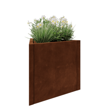 Floreira em aço corten - Triângulo equilátero - 70,6 x 61 x 60 cm - Sem placa de base