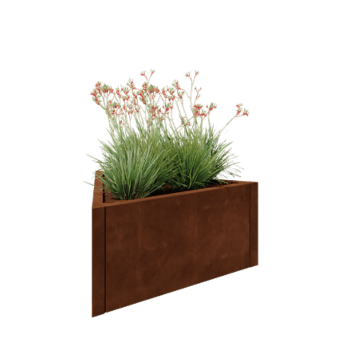 Floreira em aço corten - Triângulo equilátero - 90,6 x 78,3 x 40 cm - Sem placa de base