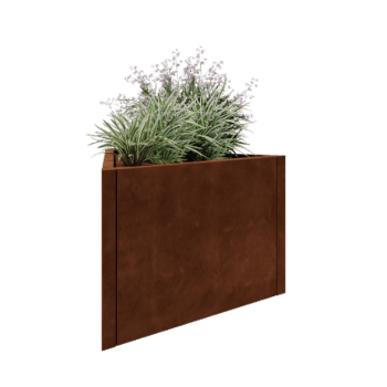 Floreira em aço corten - Triângulo equilátero - 90,6 x 78,3 x 60 cm - Sem placa de base