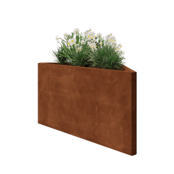 Floreira em aço corten - Triângulo isósceles - 112,2 x 60,5 x 60 cm - Sem placa de base