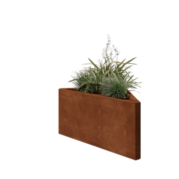 Floreira em aço corten - Triângulo isósceles - 83,9 x 46,4 x 40 cm - Sem placa de base