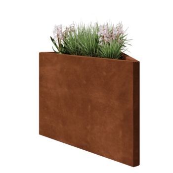 Floreira em aço corten - Triângulo isósceles - 83,9 x 46,4 x 60 cm - Sem placa de base
