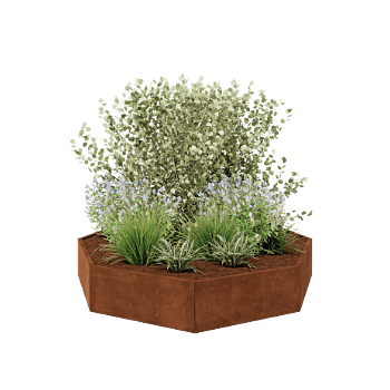 Floreira em aço corten - Octógone - 241,4 x 241,4 x 40 cm - Sem placa de base