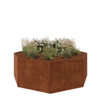 Floreira em aço corten - Octógone - 241,4 x 241,4 x 80 cm - Sem placa de base