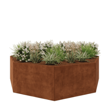Floreira em aço corten - Octógone - 289,7 x 289,7 x 80 cm - Sem placa de base
