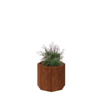 Floreira em aço corten - Octógone - 48,3 x 48,3 x 40 cm - Com placa de base