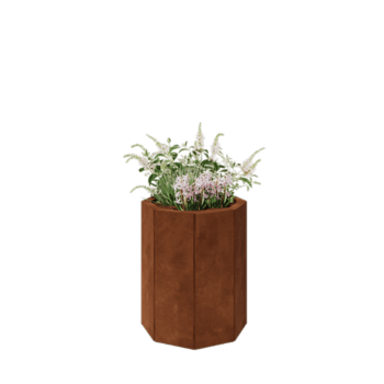 Floreira em aço corten - Octógone - 48,3 x 48,3 x 60 cm - Com placa de base