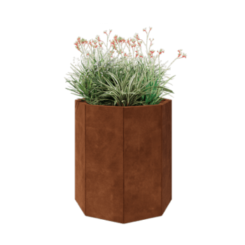 Floreira em aço corten - Octógone - 72,4 x 72,4 x 80 cm - Sem placa de base