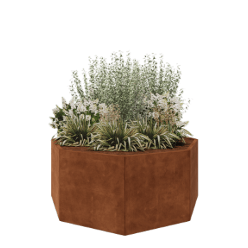 Floreira em aço corten - Octógone - 168,6 x 168,6 x 70 cm - Sem placa de base