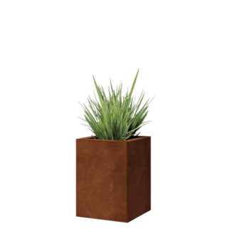 Floreira em aço corten - Quadrado - 30 x 30 x 40 cm - Com placa de base