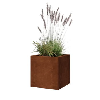 Floreira em aço corten - Quadrado - 40 x 40 x 40 cm - Sem placa de base