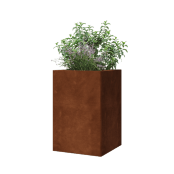 Floreira em aço corten - Quadrado - 40 x 40 x 60 cm - Com placa de base
