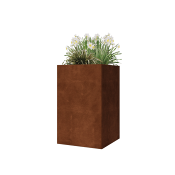Floreira em aço corten - Quadrado - 50 x 50 x 80 cm - Com placa de base