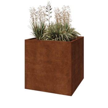Floreira em aço corten - Quadrado - 100 x 100 x 100 cm - Sem placa de base