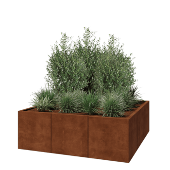 Floreira XXL em aço corten - Quadrado - 150 x 150 x 50 cm - Sem placa de base