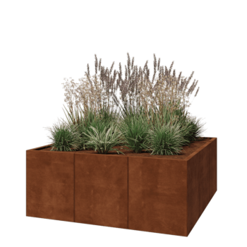 Floreira XXL em aço corten - Quadrado - 150 x 150 x 60 cm - Sem placa de base