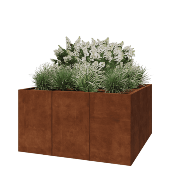 Floreira XXL em aço corten - Quadrado - 150 x 150 x 80 cm - Sem placa de base