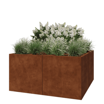 Floreira XXL em aço corten - Quadrado - 160 x 160 x 80 cm - Sem placa de base