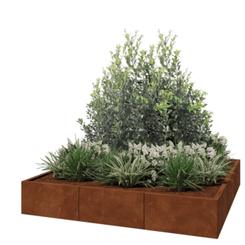 Floreira XXL em aço corten - Quadrado - 180 x 180 x 30 cm - Sem placa de base