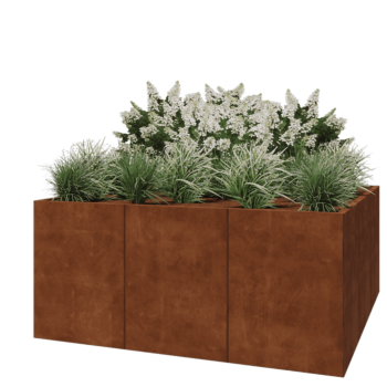 Floreira XXL em aço corten - Quadrado - 180 x 180 x 80 cm - Sem placa de base