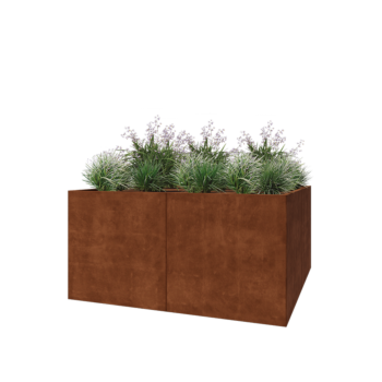 Floreira XXL em aço corten - Quadrado - 200 x 200 x 100 cm - Sem placa de base