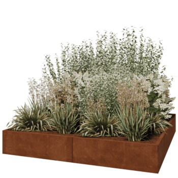 Floreira XXL em aço corten - Quadrado - 200 x 200 x 30 cm - Sem placa de base