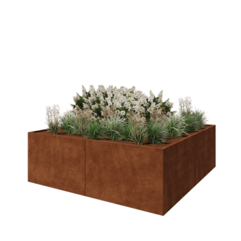 Floreira XXL em aço corten - Quadrado - 240 x 240 x 80 cm - Sem placa de base