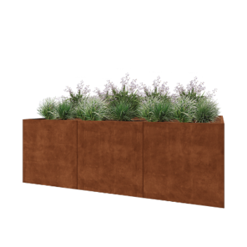 Floreira XXL em aço corten - Quadrado - 300 x 300 x 100 cm - Sem placa de base