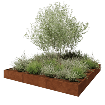 Floreira XXL em aço corten - Quadrado - 300 x 300 x 30 cm - Sem placa de base