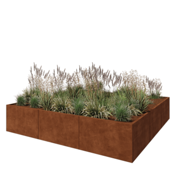 Floreira XXL em aço corten - Quadrado - 300 x 300 x 60 cm - Sem placa de base
