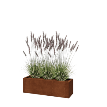 Floreira em aço corten - Retângulo - 100 x 30 x 30 cm - Sem placa de base