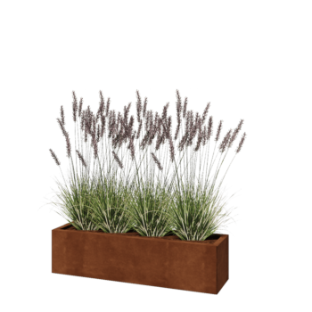 Floreira em aço corten - Retângulo - 120 x 30 x 30 cm - Sem placa de base