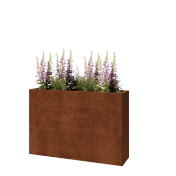 Floreira em aço corten - Retângulo - 120 x 30 x 80 cm - Sem placa de base
