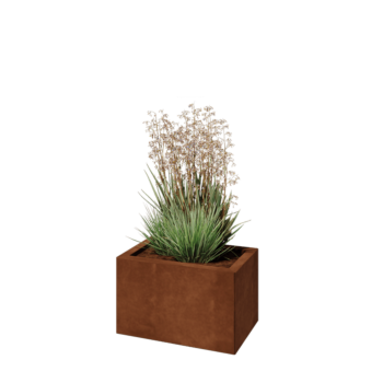 Floreira em aço corten - Retângulo - 50 x 30 x 30 cm - Com placa de base