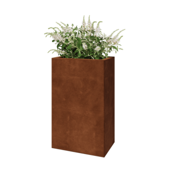 Floreira em aço corten - Retângulo - 50 x 30 x 80 cm - Com placa de base