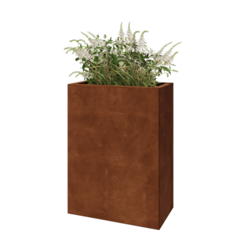 Floreira em aço corten - Retângulo - 60 x 30 x 80 cm - Sem placa de base