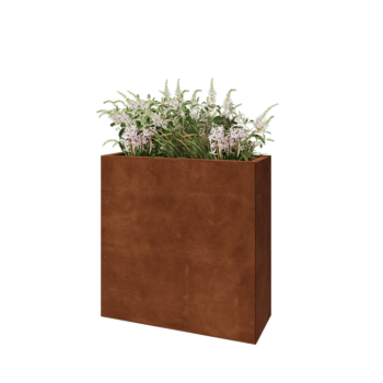 Floreira em aço corten - Retângulo - 80 x 30 x 80 cm - Com placa de base