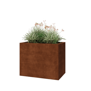 Floreira em aço corten - Retângulo - 100 x 60 x 80 cm - Sem placa de base