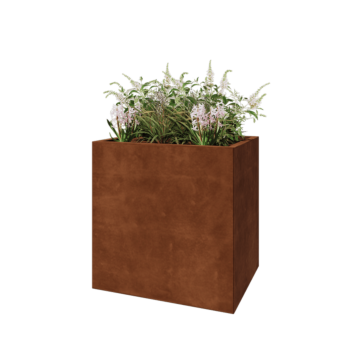 Floreira em aço corten - Retângulo - 80 x 60 x 80 cm - Sem placa de base