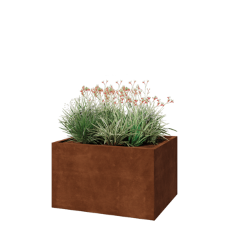 Floreira em aço corten - Retângulo - 100 x 80 x 60 cm - Sem placa de base