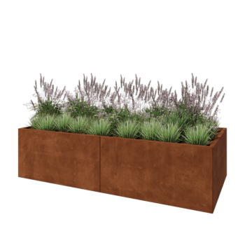 Floreira XXL em aço corten - Retângulo - 240 x 100 x 60 cm - Sem placa de base