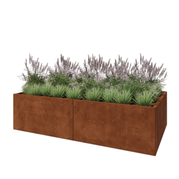 Floreira XXL em aço corten - Retângulo - 240 x 120 x 60 cm - Sem placa de base